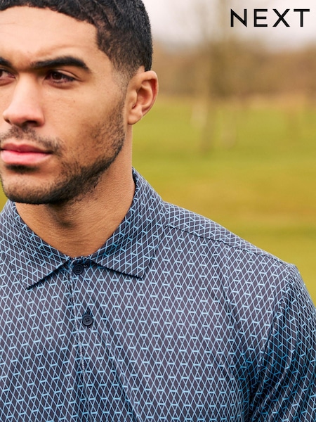 Navy Blue Print Golf Polo Shirt (528818) | €5