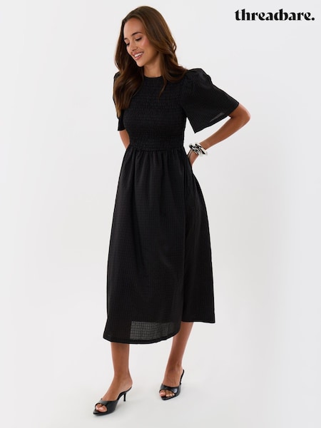Svart - Threadbare Puffermet Kjole og rynkete detaljer