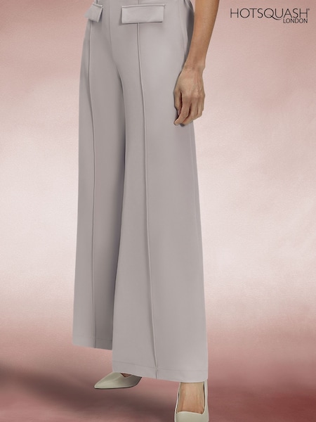 Grau - Hot Squash Utility Style Wide Leg Trousers