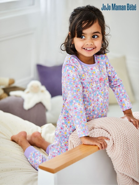 JoJo Maman Bébé Lilac Girls' Unicorn Jersey Pyjamas (529698) | €34
