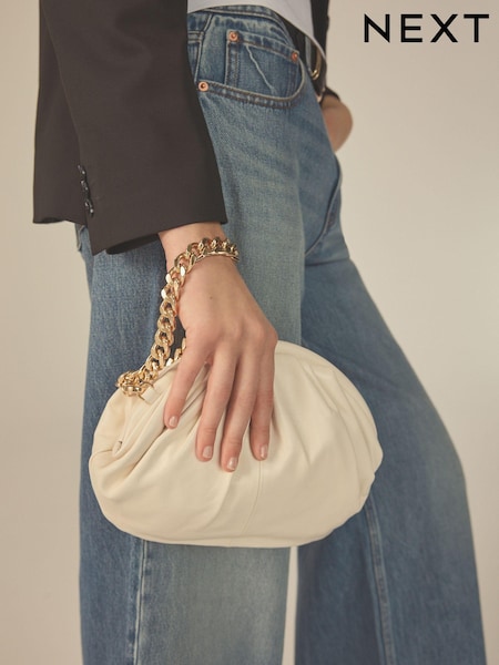 White Leather Snap Clutch Bag (529884) | € 35