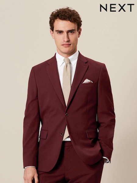 opečnato rdeča barva - ozek kroj - Motionflex Stretch Suit Jacket (530406) | € 43