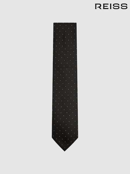 Reiss Black Liam Polka Dot Silk Tie (530506) | €73