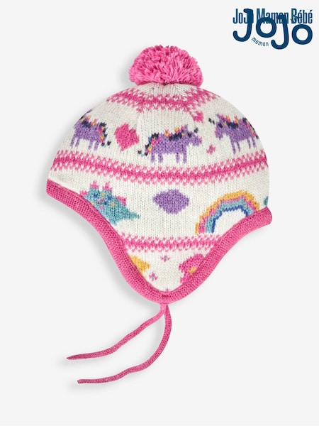 Rosa - JoJo Maman Bébé Mütze mit Norwegermuster und Einhornmotiv (530525) | 26 €