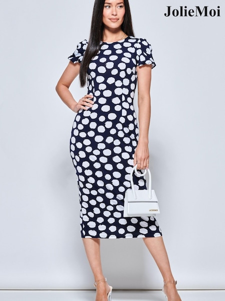 Jolie Moi Blue Short Sleeve Bodycon Midi Dress (530539) | €17