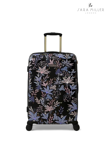 Black - Sara Miller Botanic Medium 4 Wheel Black Suitcase