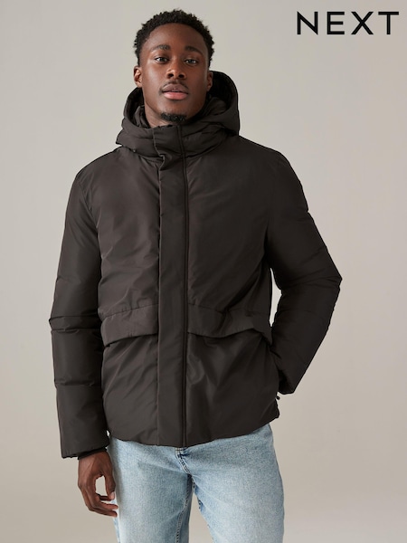Brown Hooded Shower Resistant Padded Coat (531188) | AED170