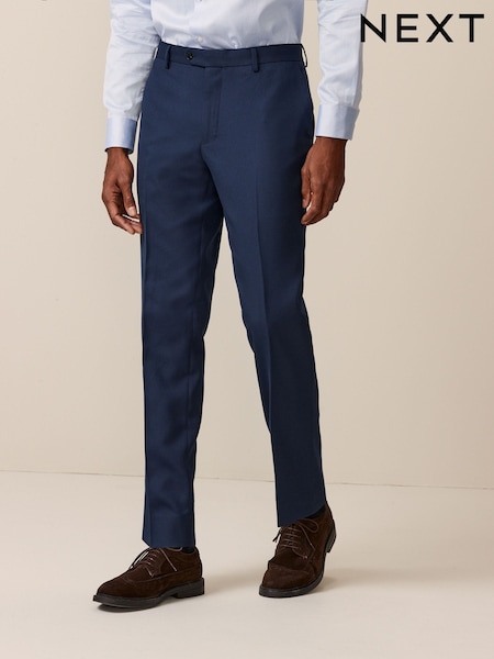 Bright Blue Slim Fit Textured Suit Trousers (531323) | AED153