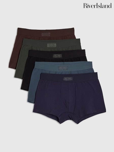 Brown - Regular River Island Woven Waistband Trunks 5 Pack