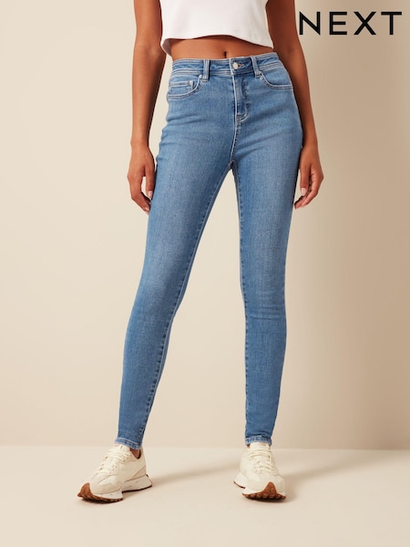 Albastru deschis - Blugi skinny comozi din material pieptănat (531631) | 132 LEI