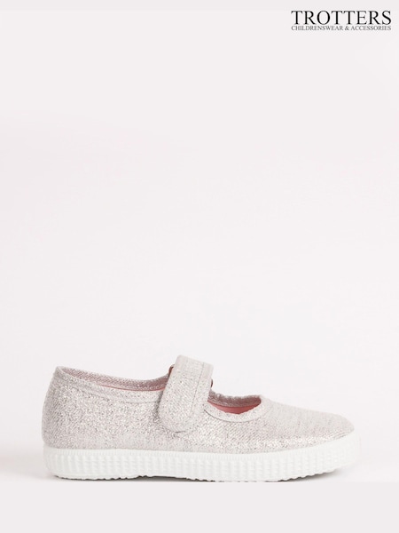 Trotters London Silver Martha Canvas Shoes (531738) | ₪151 - ₪181