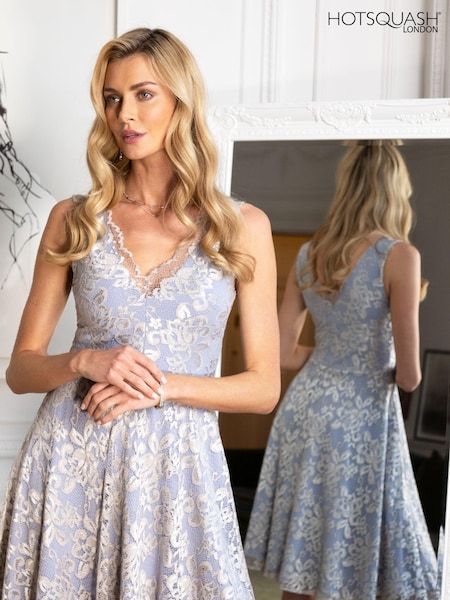 HotSquash Silver V-Neck Floral Lace Dress (531759) | €184