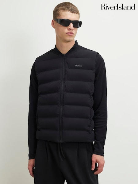 Black - Regular River Island Muscle Fit Gilet