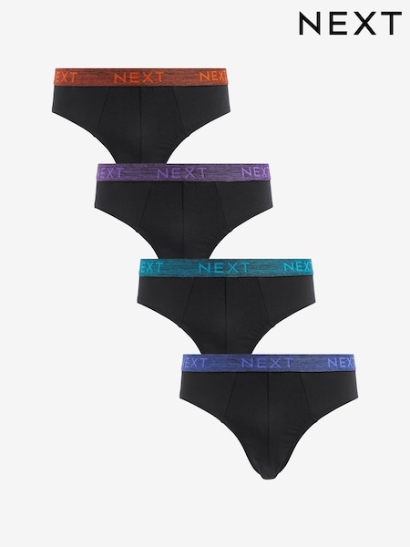 רצועת מותן מלאנז' בשחור - מארז של 4 - Cotton Rich Briefs (532066) | ‏69‏₪