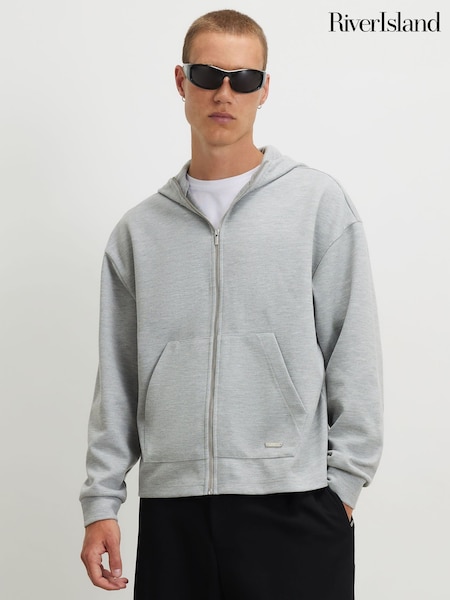 Grey - Regular River Island Oversized Premium Hoodie