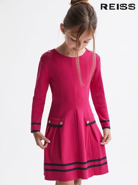 Reiss Bright Pink Paige Senior Knitted Flared Dress (532111) | €28