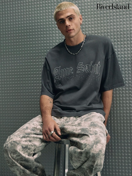 Black - Regular River Island Regular Fit Ame Saint T-shirt