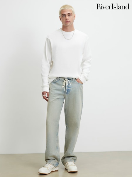 Alb - Regular River Island Oversized Waffle T-shirt