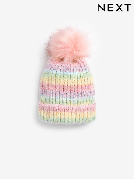 Multi Rainbow Pom Pom Beanie Hat (3-16yrs) (532285) | AED21 - AED32