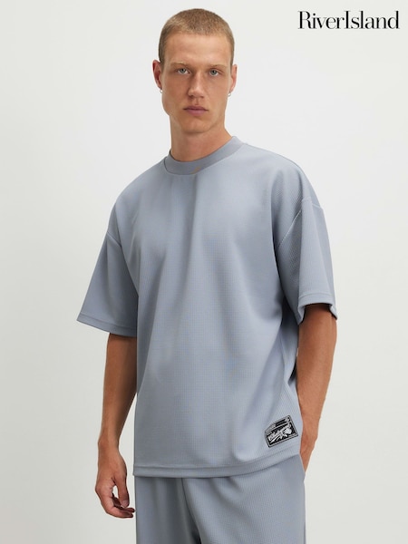 Blau - Regular River Island Oversized Waffle T-shirt