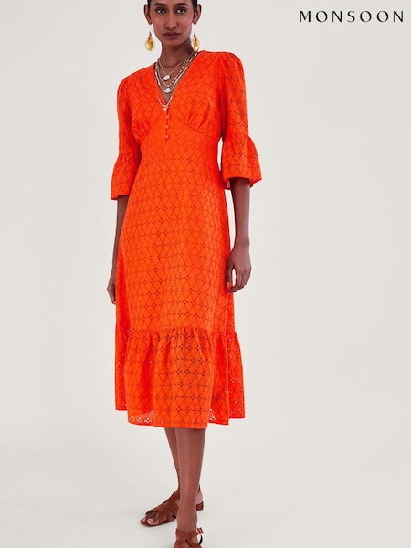 Monsoon Orange Broderie Dress (532706) | €43