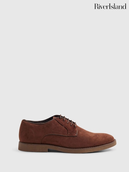 Brown - Regular River Island Suede Formal Derby Shoes