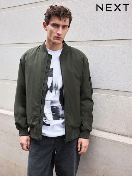 Khaki Green Quilted MA1 Bomber Jacket (532790) | 143 QAR