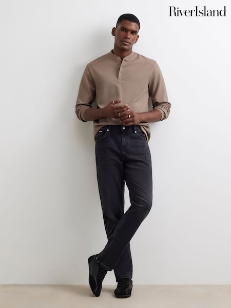Black - Regular River Island Slim Fit Washed Jeans