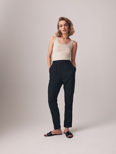 The Set Black/Khaki Green 2 Pack Linen Blend Tapered Trousers (533021) | €19