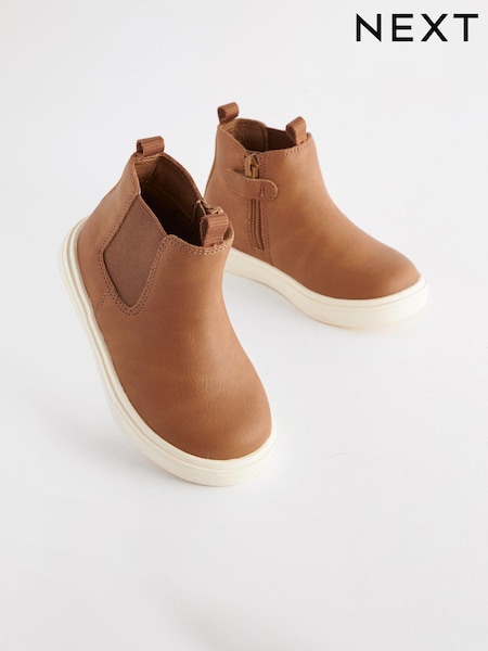 Tan Brown Standard Fit (F) Chelsea Boots with Zip Fastening (533311) | €13.50 - €17.50