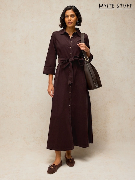 Коричневий - White Stuff Soma Cord Shirt Dress