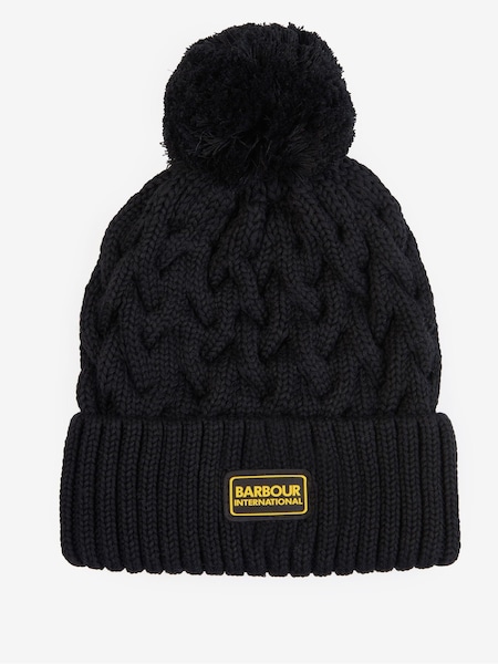 Barbour International® Black Drift Cable Knit Pom Beanie (533540) | €47