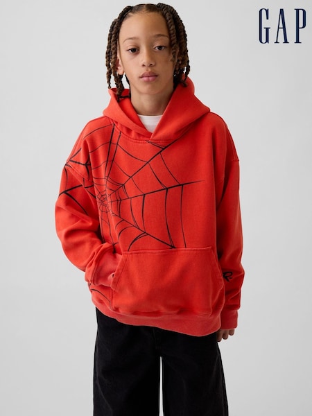 Red - Gap Marvel Vintage Soft Spider-man Relaxed Hoodie (4-13yrs)