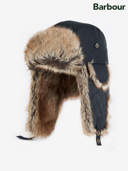 Barbour® Black Cleadon Trapper Faux Fur Trim Hat (533904) | €60