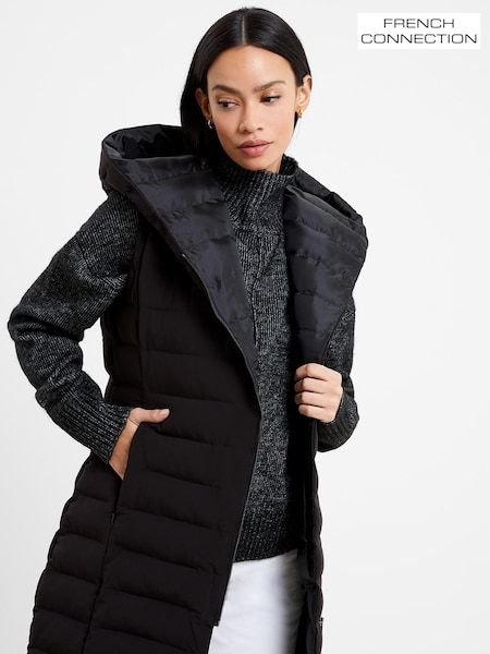 French Connection Black Midi Puffer Gilet (533918) | ₪654