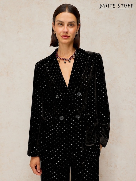 Black - White Stuff Sasha Velvet Blazer