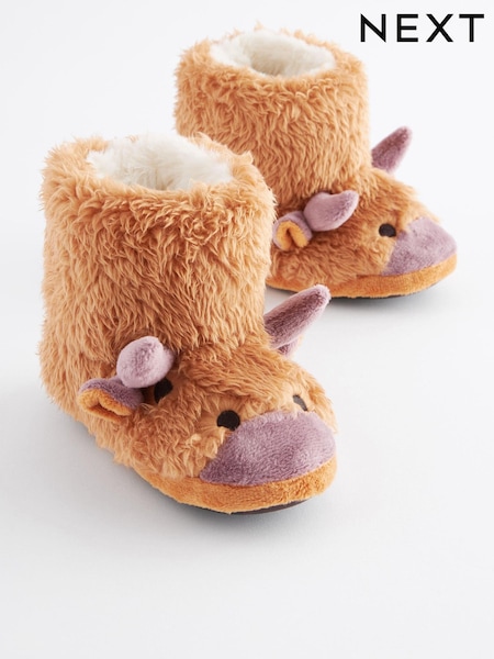 Rust Brown Cow Warm Lined Slipper Boots (534025) | €7.50 - €9