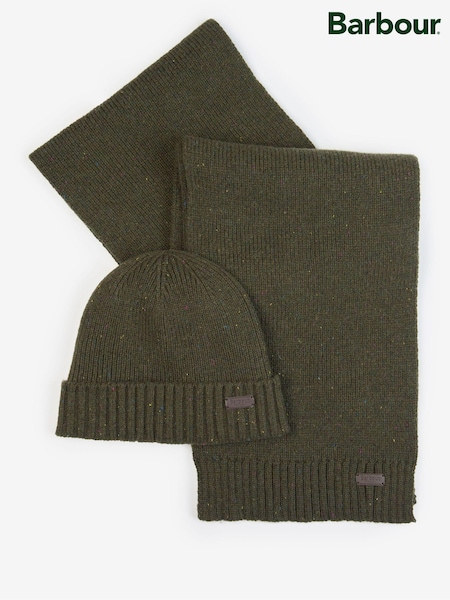 Grün - Barbour® Carlton Fleck Beanie-Mütze und Schal Geschenkset in Geschenkbox (534263) | 42 €