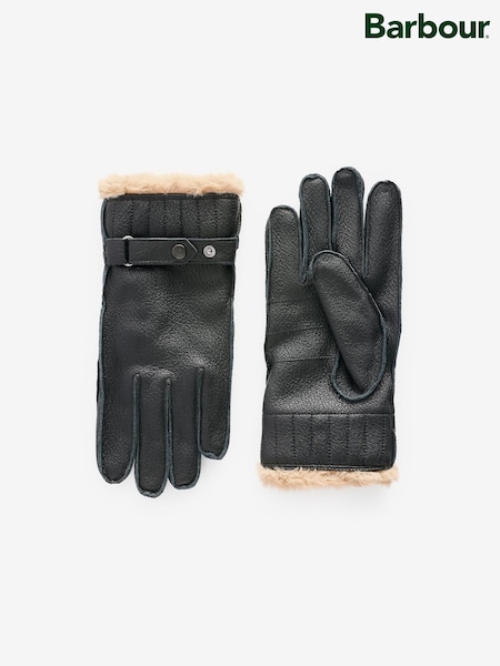 Barbour® Black Leather Utility Gloves (534429) | €39