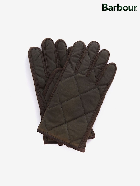 Barbour Olive Green Winterdale Quilted Wax Gloves (534461) | €25