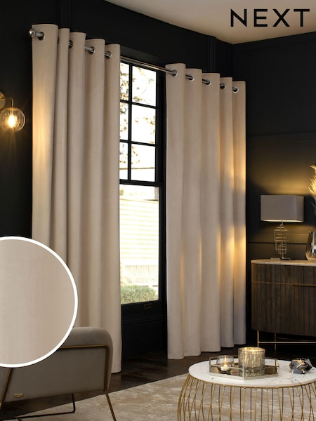 Natural Oatmeal Matte Velvet Blackout/Thermal Curtains (534601) | $72 - $195