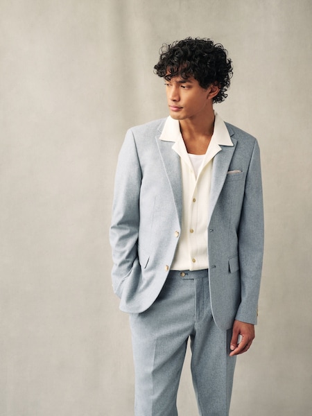 Light Blue Slim Fit Wool Donegal Suit Jacket (534733) | €23