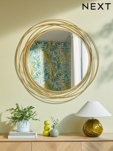 Gold Contemporary Wire 91x91cm Wall Mirror (534736) | €165