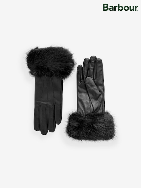 Barbour® Black Trimmed Leather Gloves (534873) | €38