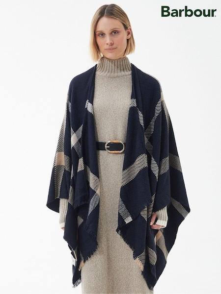Marineblau - Barbour® Blair Windowpane Cape Serape Schal (534899) | 50 €