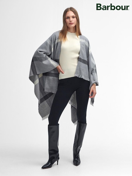 Barbour® Grey Blair Windowpane Cape Serape Scarf (534942) | €112