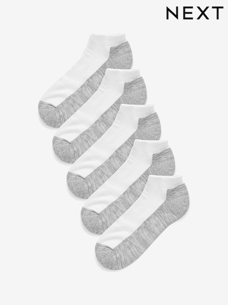 לבן/אפור - מארז של 5 - Cushioned Trainers Socks (535006) | ‏41‏₪