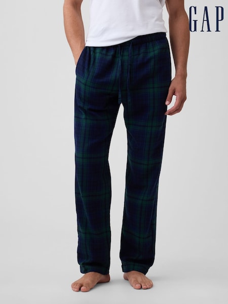 Tamsiai mėlyna - Regular Relaxed Flannel Pyjama Bottoms