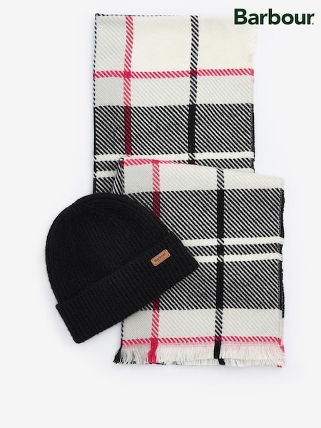 Barbour® Pendle Knitted Beanie Hat and Blair Check Scarf Boxed Gift Set (535886) | ‏203 ر.ق.