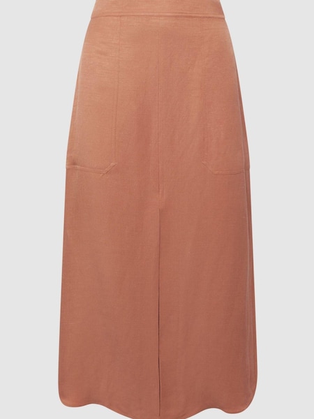 Reiss Rust Axelle Linen High Rise Skirt (536591) | €229